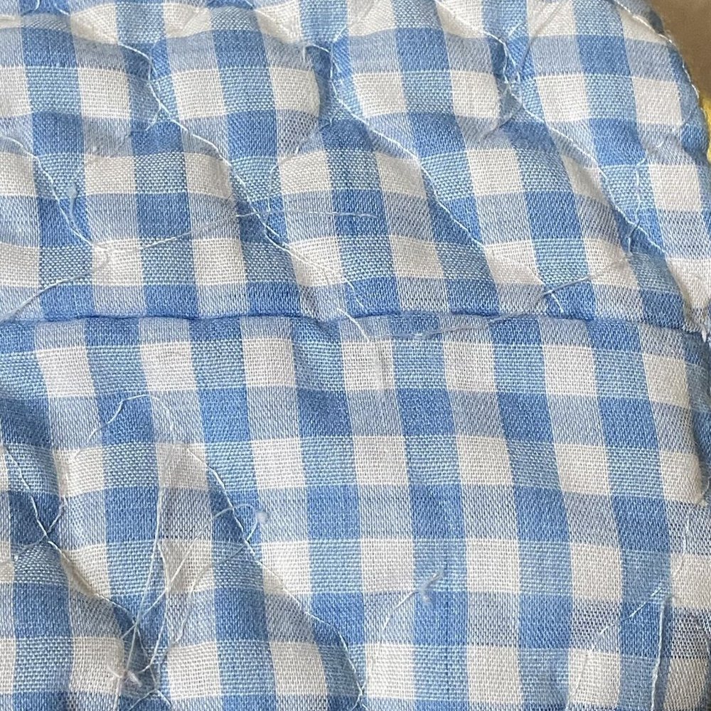 Handmade puffy gingham baby quilt blanket patchwork crosstitch duck panel - Picture 5 of 6